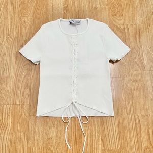 Bershka Lace Up Ribbed Short Sleeve Top